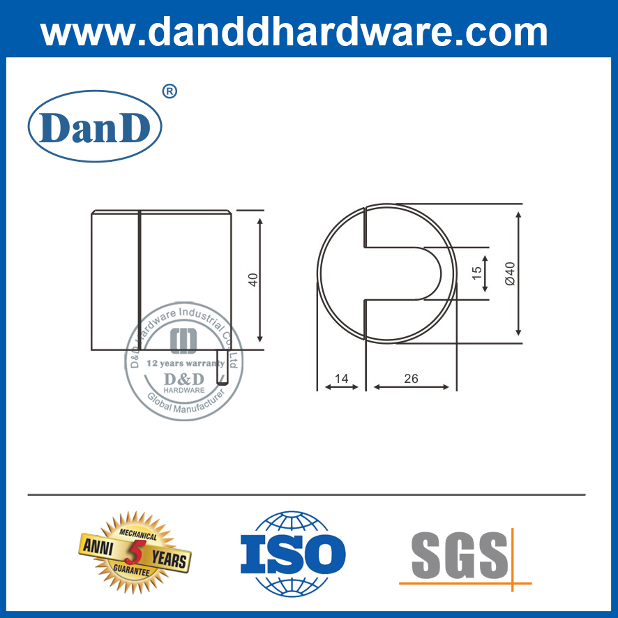Stainless Steel Door Rubber Stopper for Inside Door-DDDS012