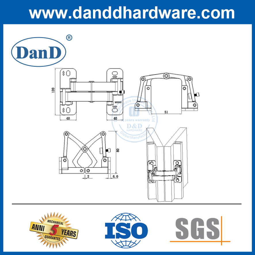 Stainless Steel 304 Concealed Hinge 2D Adjustable Concealed Hinge for Door Tube Well-DDCH019