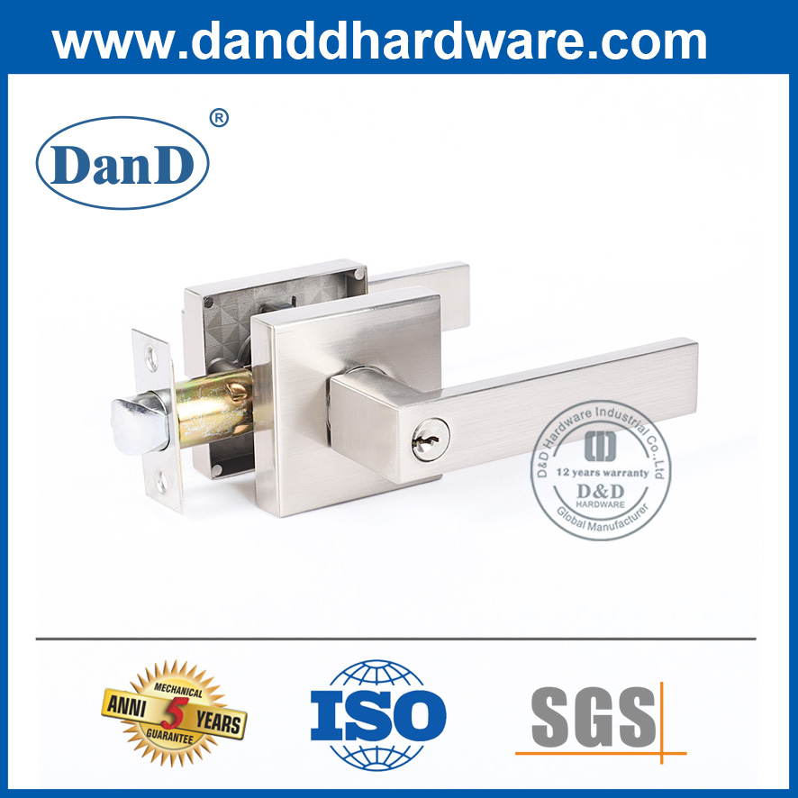 Modern Square Type Zinc Alloy Lever Door Handle Lock-DDLK088