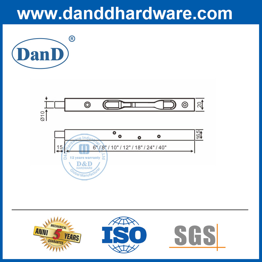 Box Type Stainless Steel Matte Black Flush Bolt Door Hardware-DDDB008