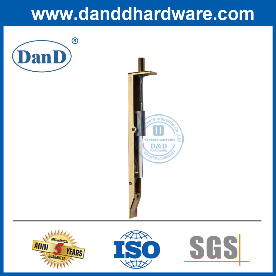 SUS304 Polished Golden External Door Flush Bolt in Stainless Steel-DDDB001
