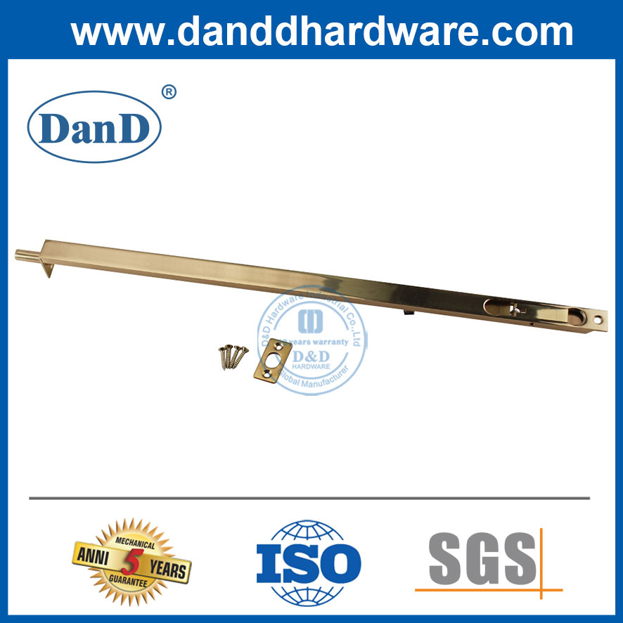 Golden Finish 12 Inch Brass Flush Bolt for Outside Door-DDDB002