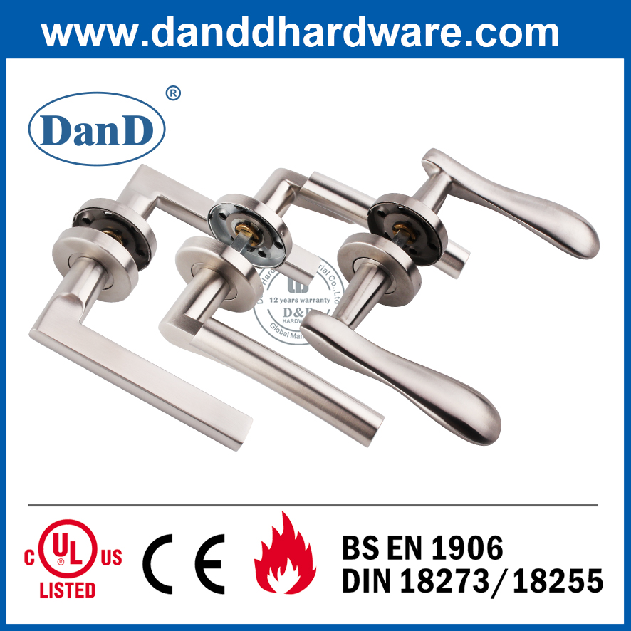 Stainless Steel 304 Silver Solid Lever Handle for Wooden Door-DDSH005