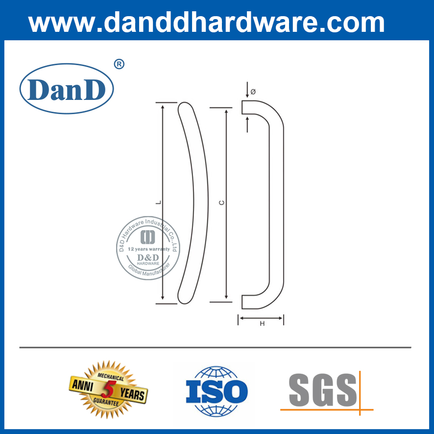 High Quality Grade 304 Double Side Pull Handle for Metal Door-DDPH004