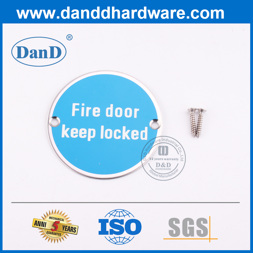 Stainless Steel Round Type Fire Door Indication Sign Plate-DDSP007