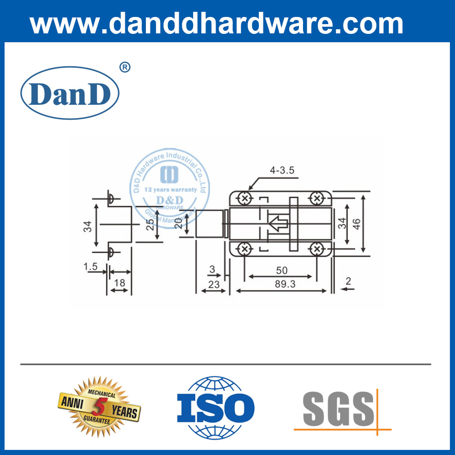 Square Standard Sizes Stainless Steel Tower Bolt Manufacturers-DDDB013