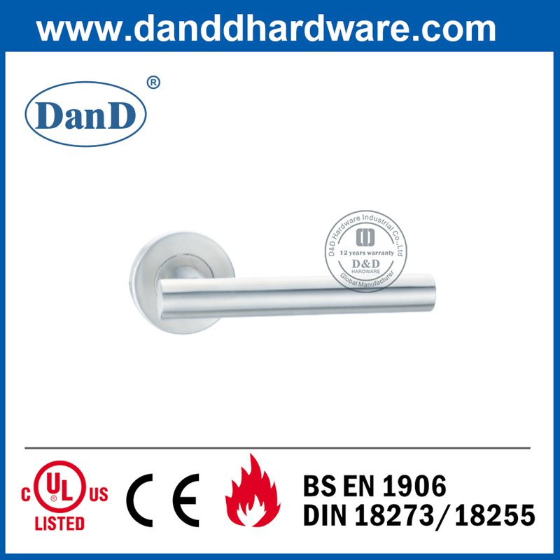 CE Class 4 Euro Stainless Steel 304 Hollow Tube Lever Fire Door Handle-DDTH009