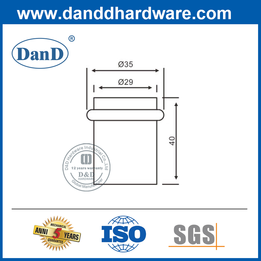Stainless Steel Rubber Door Stopper for Apartment Wooden Door-DDDS011