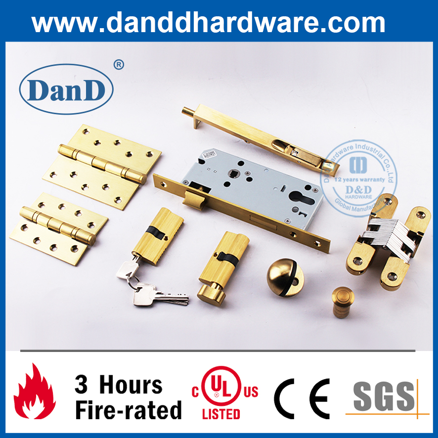 270 Degree Stainless Steel 201 Gold Fire Rated Butt Fitting Door Hinge-DDSS011B-5X4X3