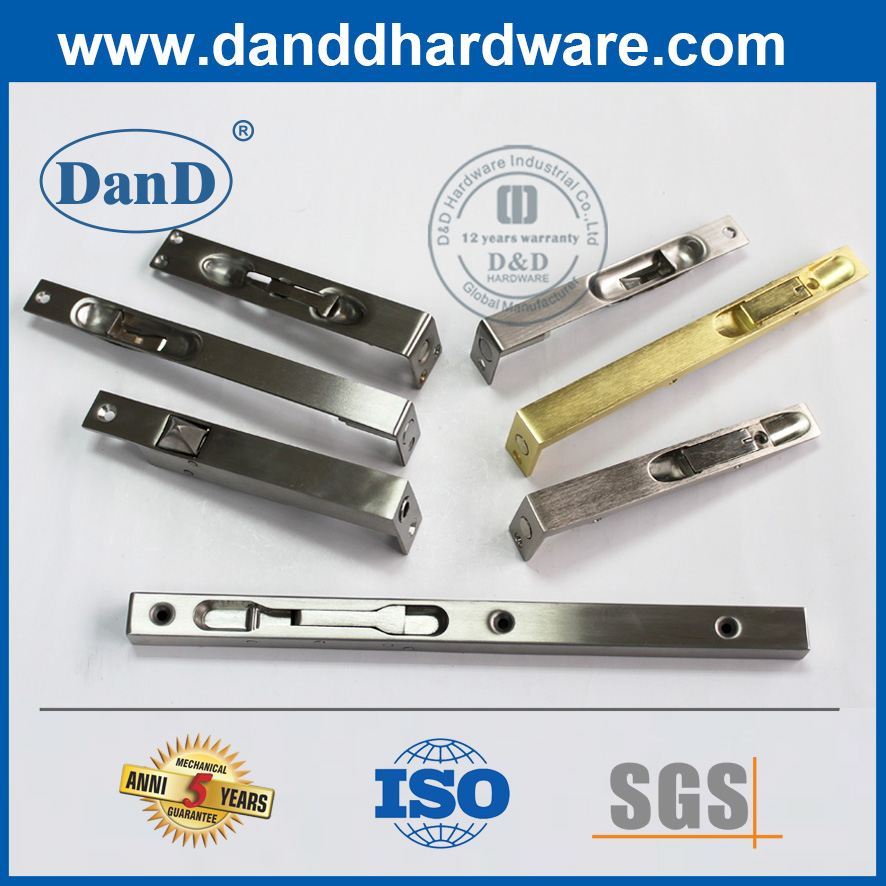 SS304 Single Wood Door Satin Brass Gloden Flush Bolt Lock-DDDB001