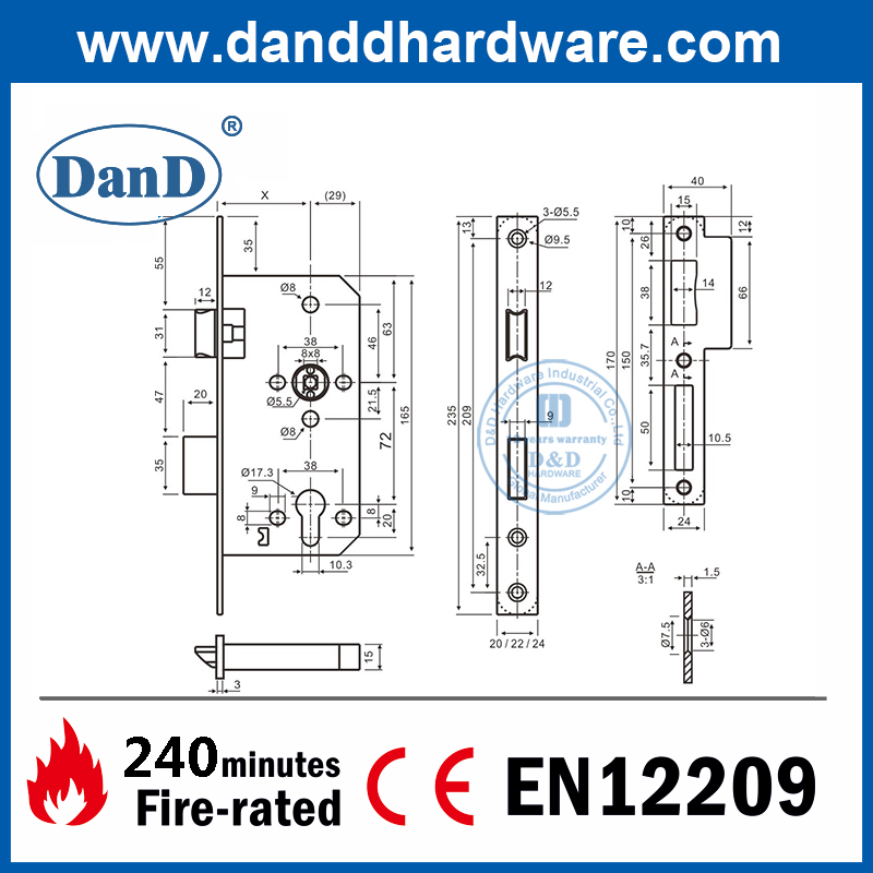 Stainless Steel 304 Emergency Lock for Escape Door-DDML009-E
