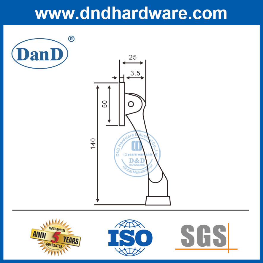 Safety Door Stopper Zinc Alloy Satin Nickel Door Stop Stopper Holder on Door-DDDS022