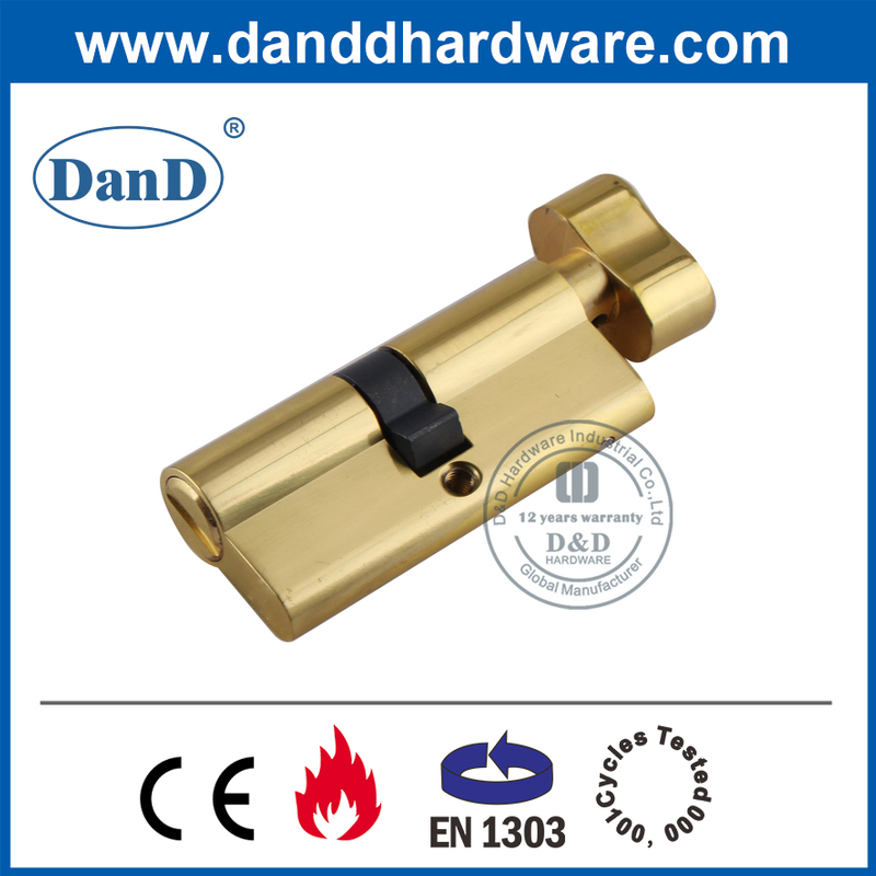 European Polished Brass Bathroom Lock Cylinder with Thumbturn-DDLC007