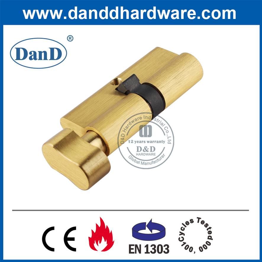 Satin Brass Keyless Bathroom Door Lock Thumbturn Cylinder-DDLC007