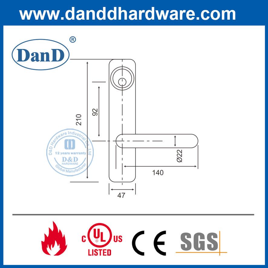 Hot Selling SUS304 Escutcheon Lever Trim for Panic Device-DDPD014
