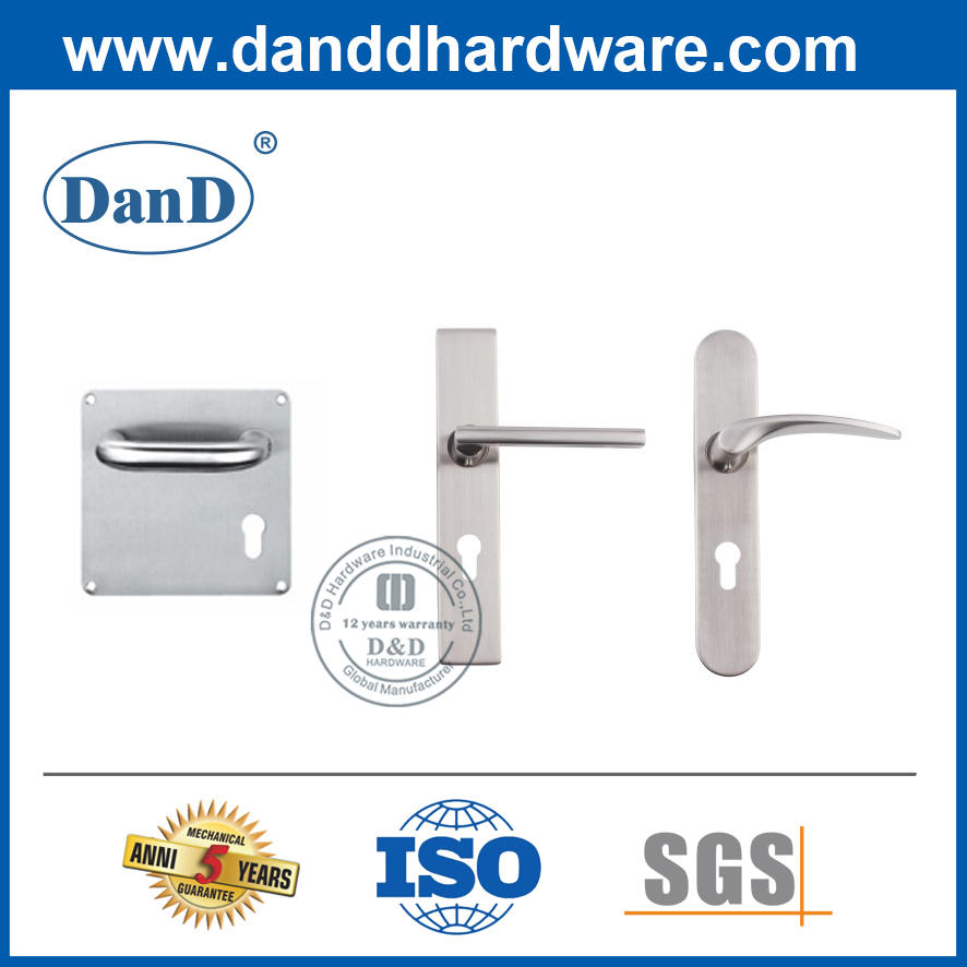 Stainless Steel Outer Door Mitred Lever Handle with Plate-DDTP009
