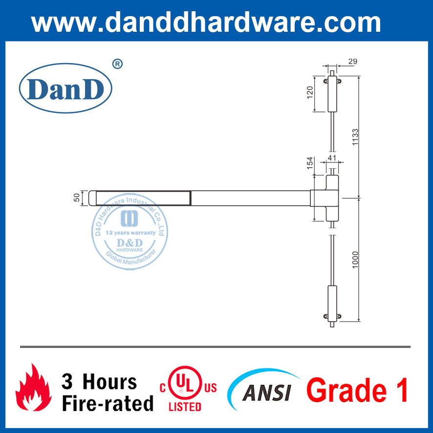 UL Listed ANSI Steel Vertical Rod Exit Device-DDPD004