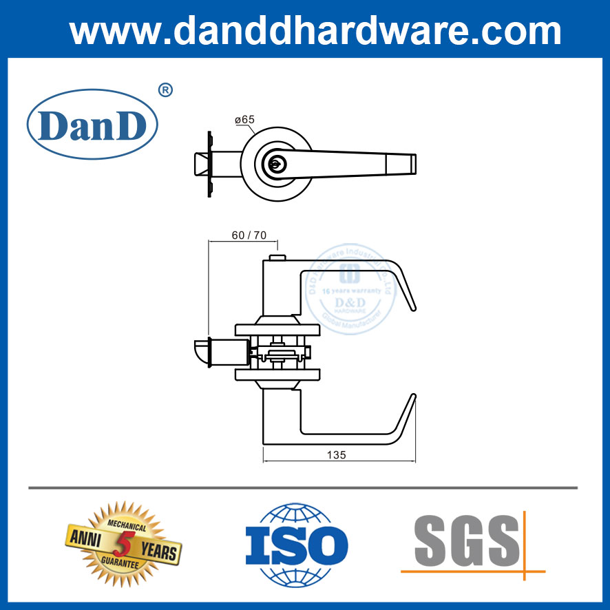 Home Locksets Black Tubular Lever Lock outside Door Locksets-DDLK023