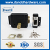 Security Door Brass Latch 3 Round Deadlock Black Electric Rim Lock Set-DDRL042