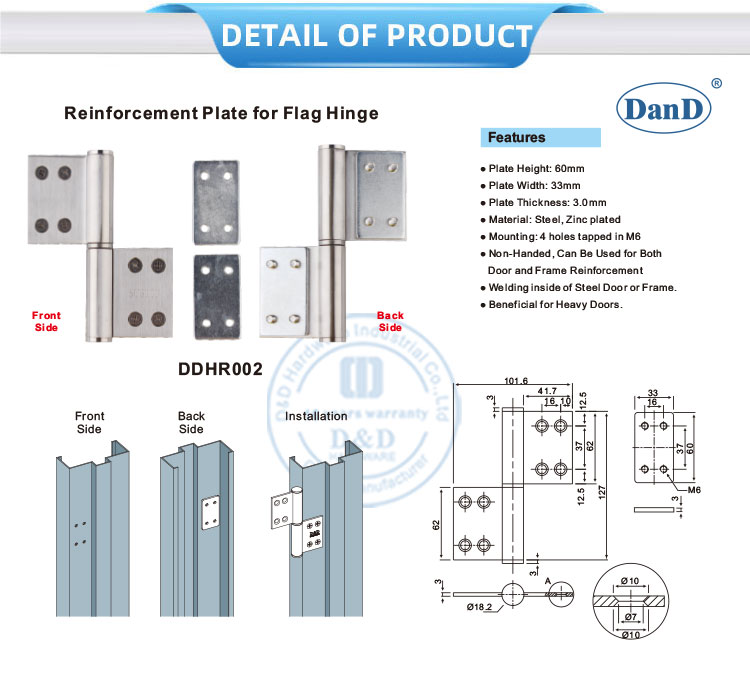 Reinforcement Plate for Flag Hinge
