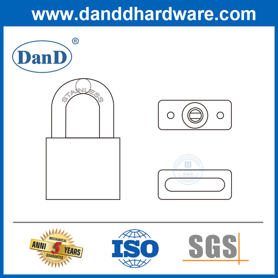 70mm Stainless Steel Safety Security Custom Logo Rectangular Waterproof Padlock-DDPL001