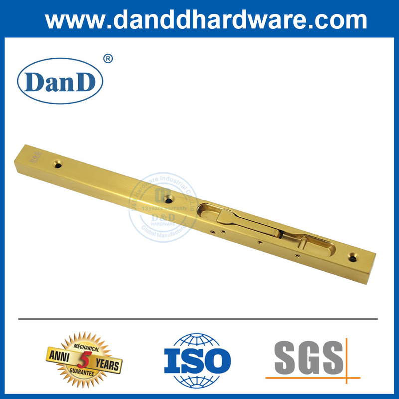 Stainless Steel Satin Brass Front Door Security Flush Bolts for Aluminium Doors-DDDB008