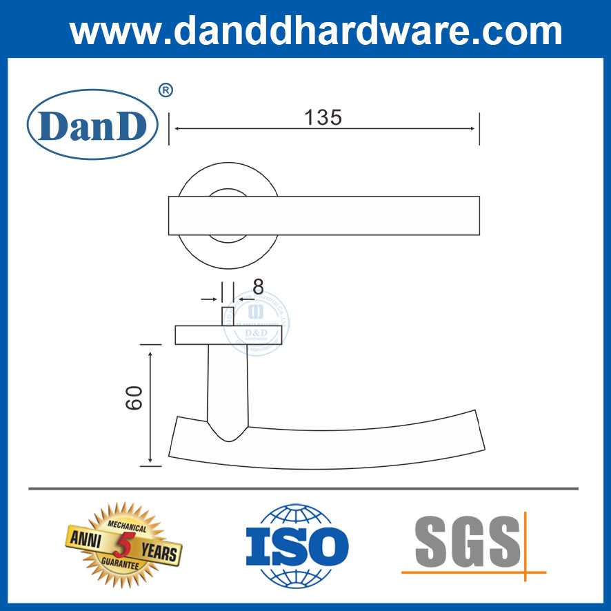 Modern Home Security Stainless Steel Durable Hollow Lever Fancy Door Handles-DDTH013