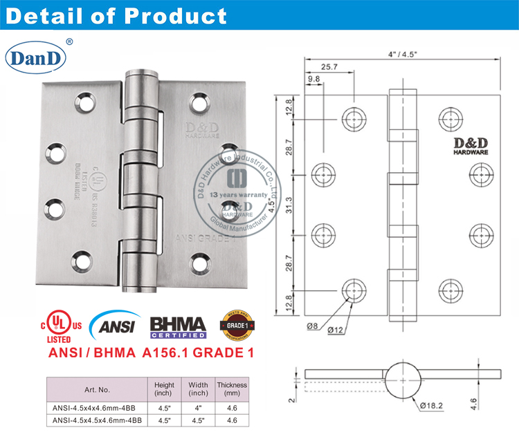 ANSI Grade 1 Heavy Duty Door Hinge
