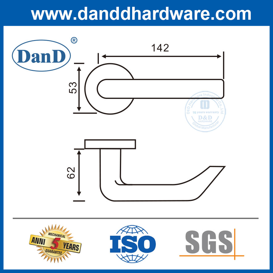 Decorative Lever Handles Design Stainless Steel Restroom Door Handles-DDSH028