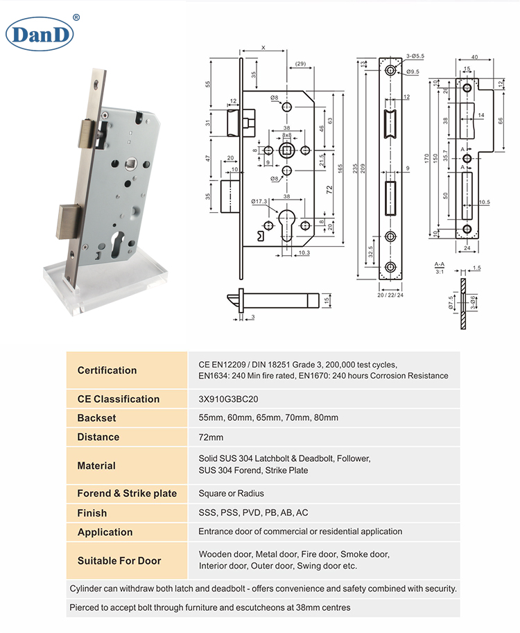 Antique Brass-European Mortise Lock-D and D Hardware