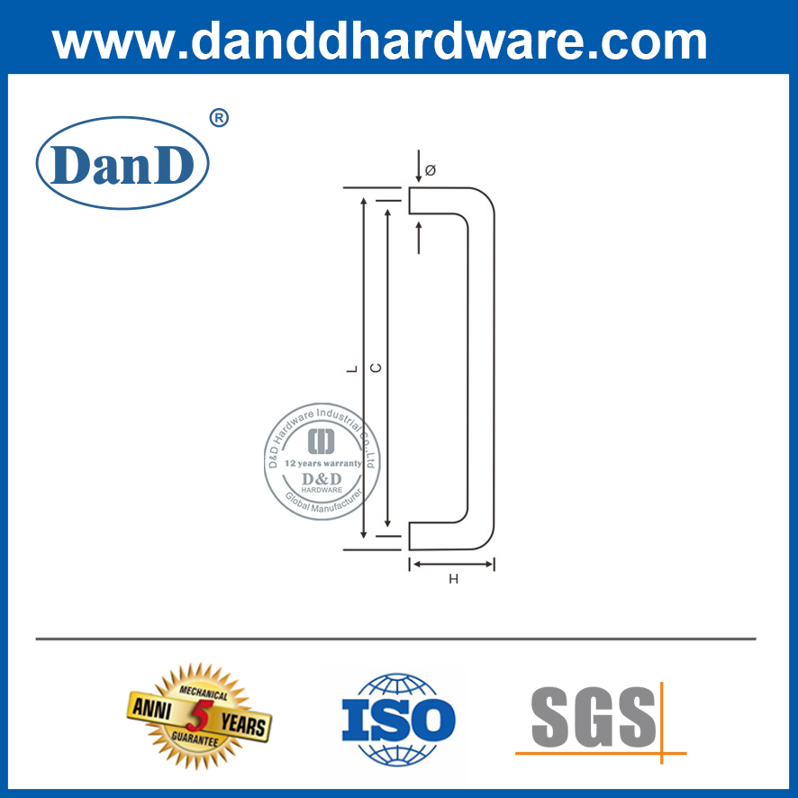 Stainless Steel 304 Single Side Pull Handle for Entry Glass Door-DDPH019