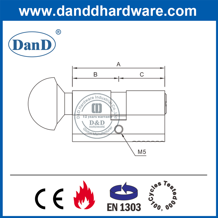 High Security Euro Mortise Lock Cylinder with Thumbturn-DDLC005