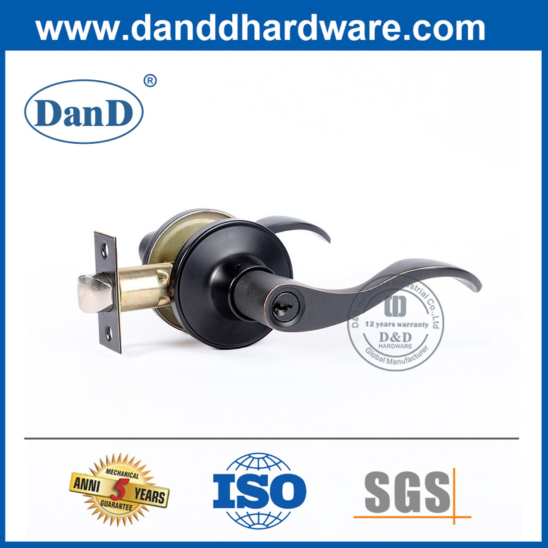 Black Zinc Alloy Entry Lever Lockset for External Door-DDLK086