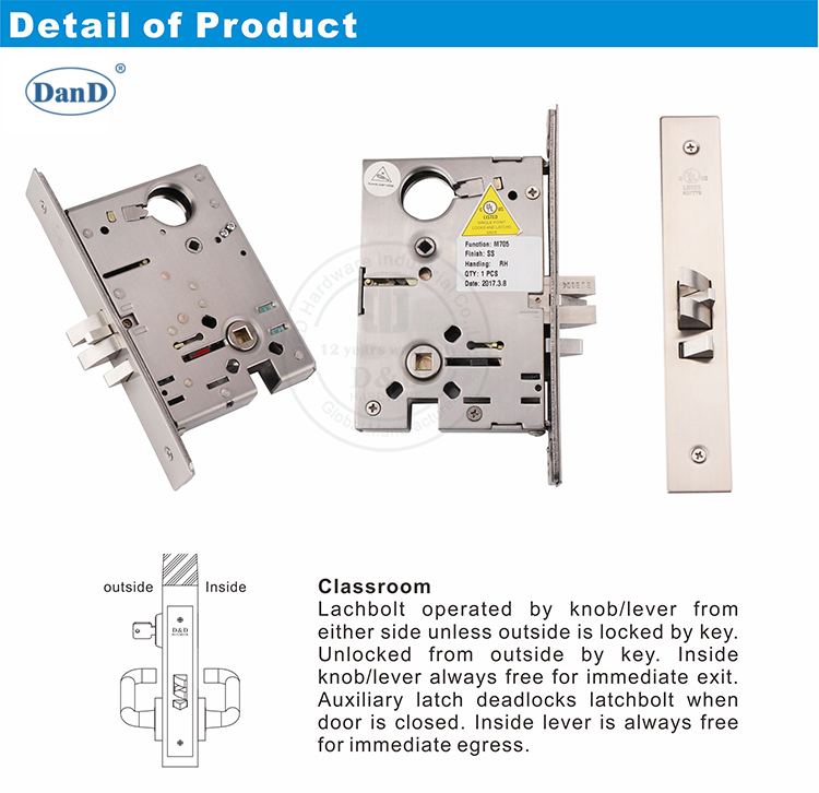 ANSI Mortice Lock-D and D Hardware