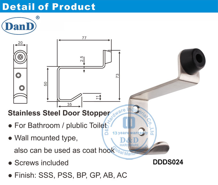 Door Stopper with Coat Hook