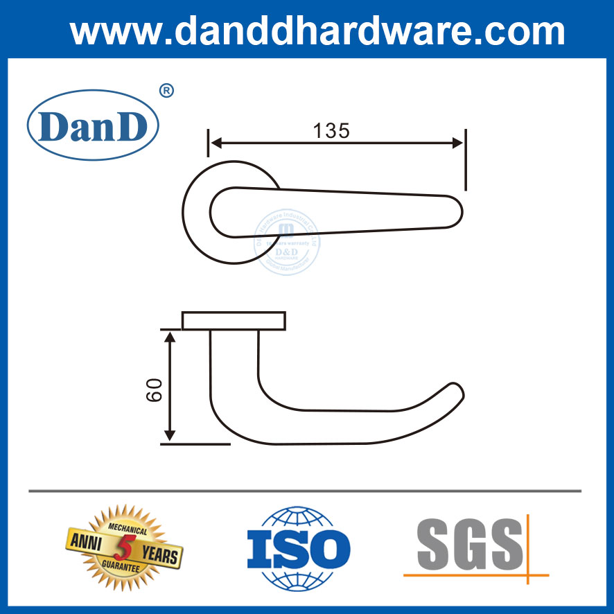 Stainless Steel Main Door Handle on Round Rosette For Interior Door-DDTH033