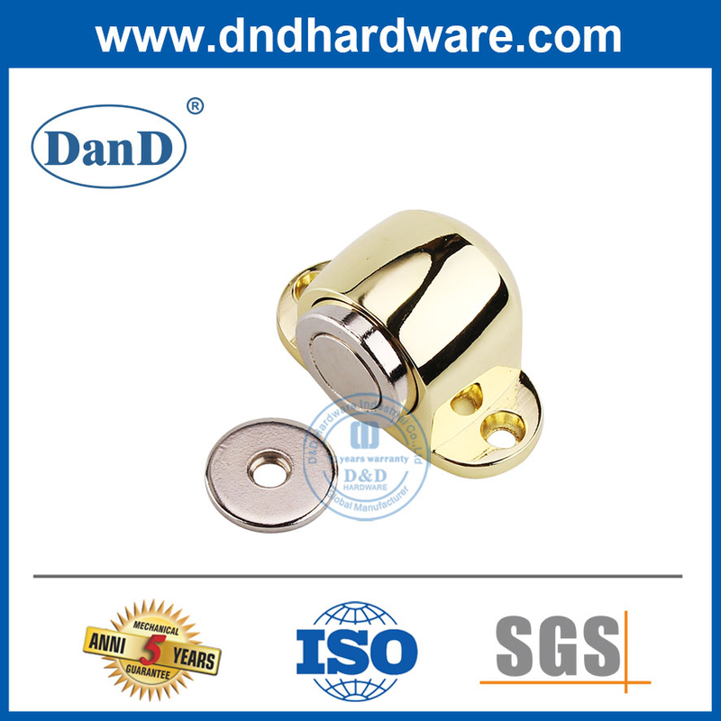 Zinc Alloy Door Floor Mount Security Stop Polished Brass Gold Magnetic Door Holder-DDDS031