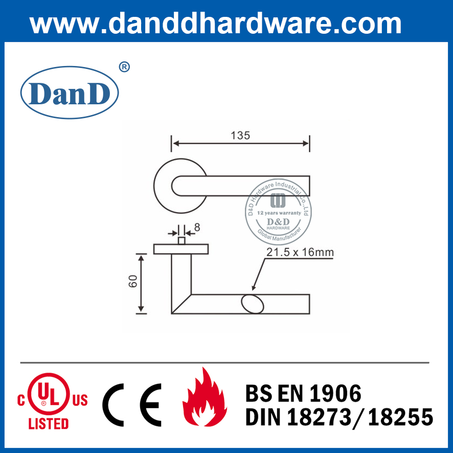 Stainless Steel 304 Modern Interior Hollow Door Lever Handle-DDTH026