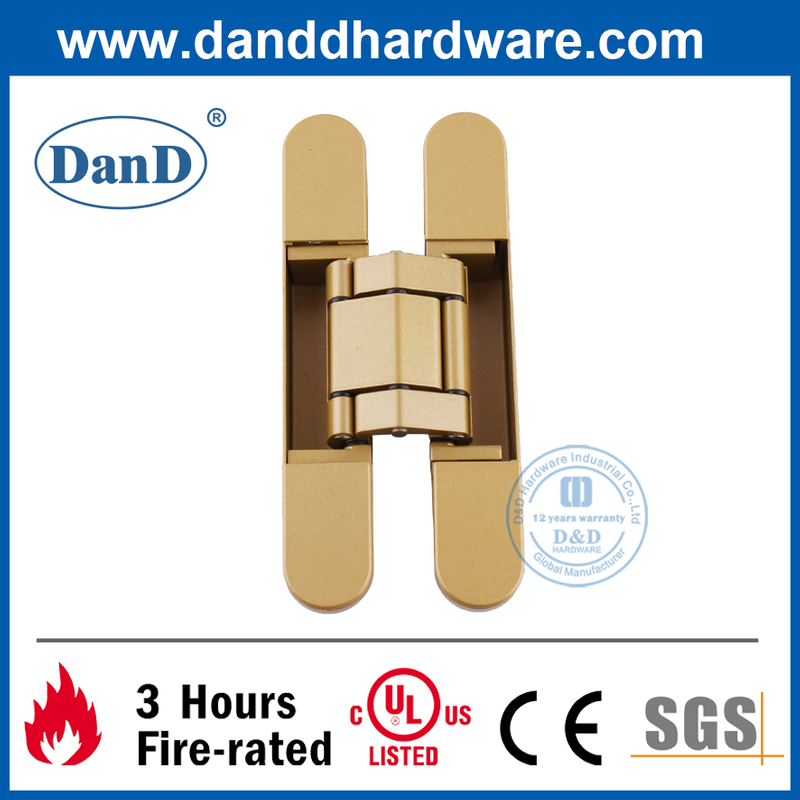 Zinc Alloy Golden Painted 3D Adjusting Concealed Door Hinge-DDCH008-G40