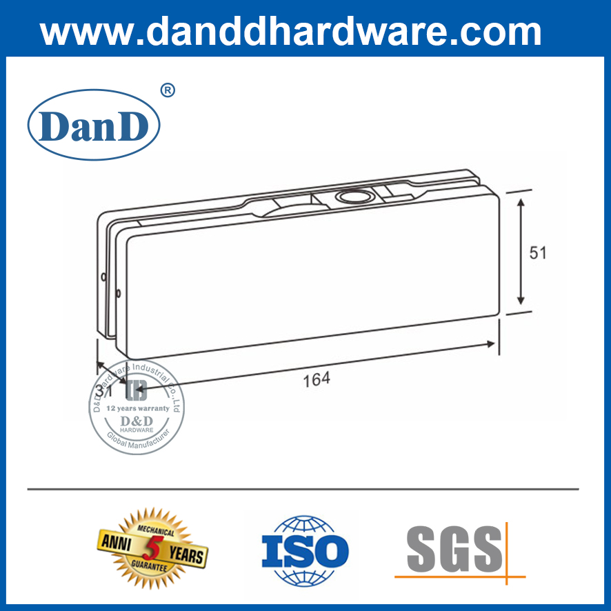 Stainless Steel 304 Top Patch Fitting for Office Glass Door-DDPT003