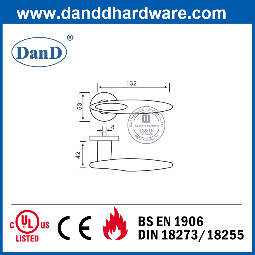 Best New Design SUS304 Solid Lever Main Door Handle-DDSH020