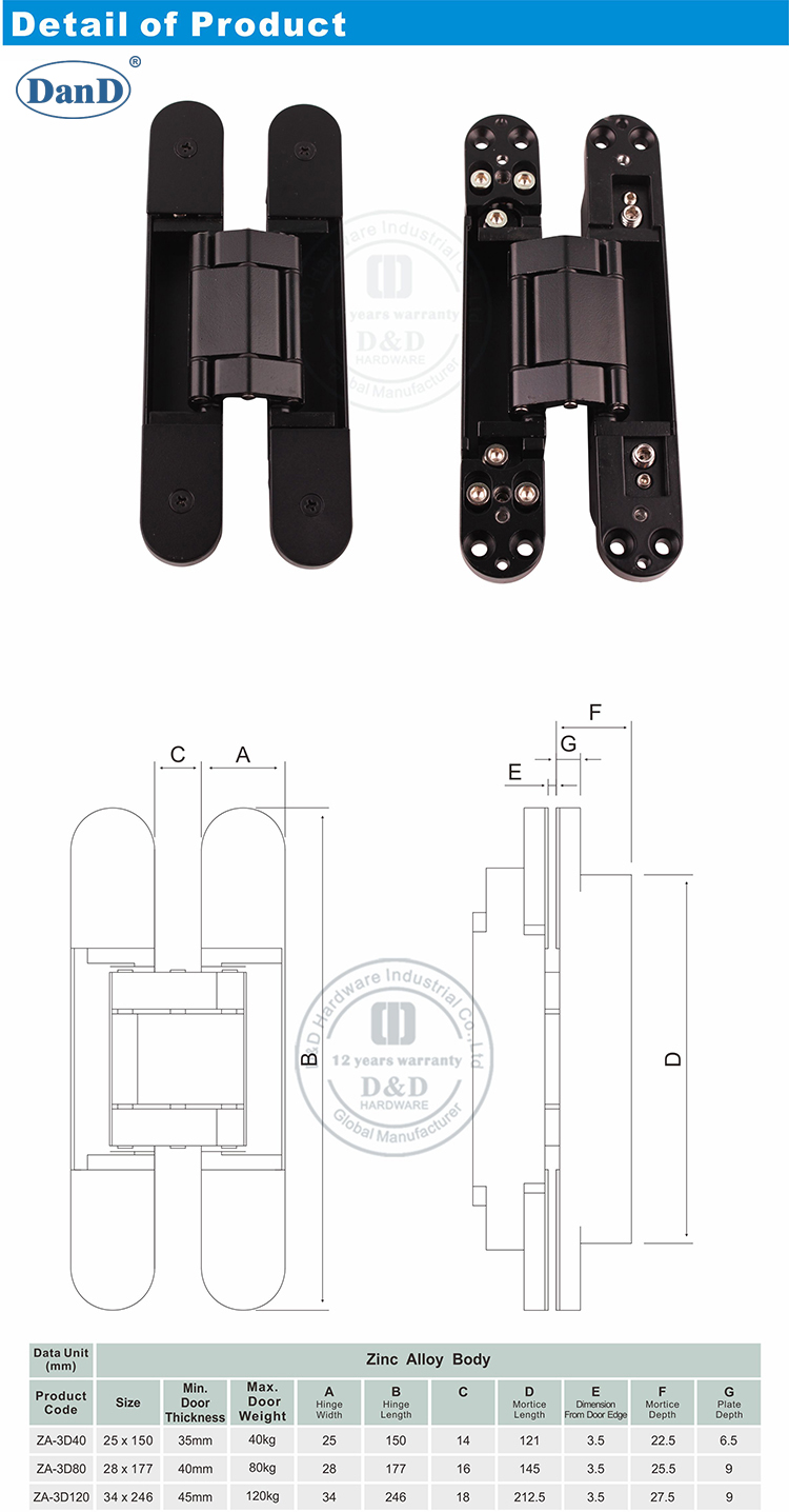 Black Concealed Hinge-D and D Hardware
