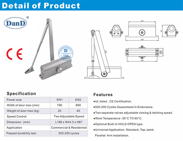 CE Internal Door Closer-D and D Hardware
