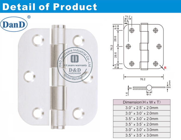 Stainless Steel Hinge With Round Corner-D and D Hardware