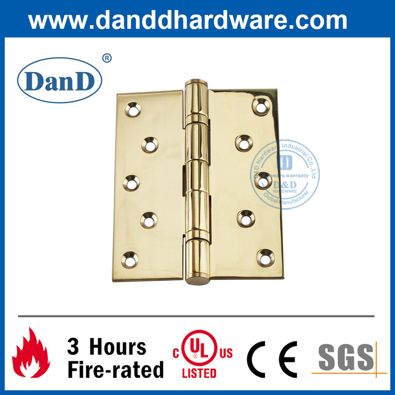 SUS201 Fire Rated Polished Brass Mortise Interior Door Hinge-DDSS011B-5X4X3