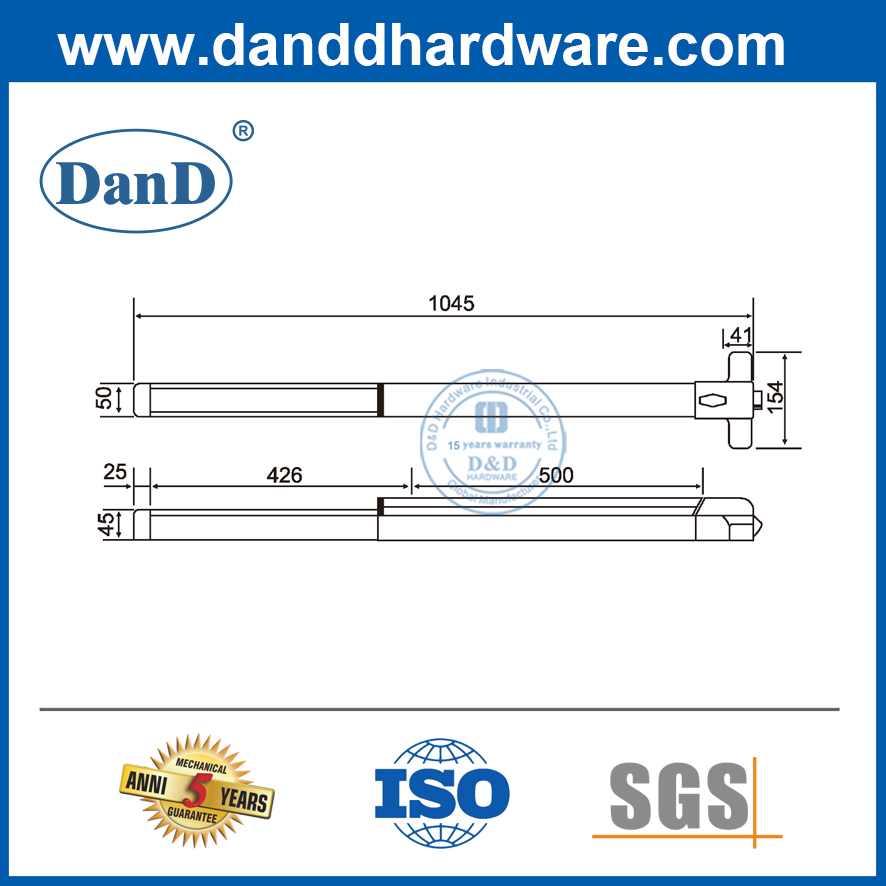 Panic Bar Door Hardware Rim Exit Dogging Device Steel Material Panic Bar Dogging-DDPD007