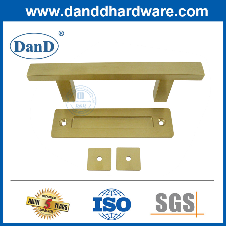 Satin Brass Stainless Steel Gold Exterior Barn Sliding Door Hardware Handle Set-DDBD103