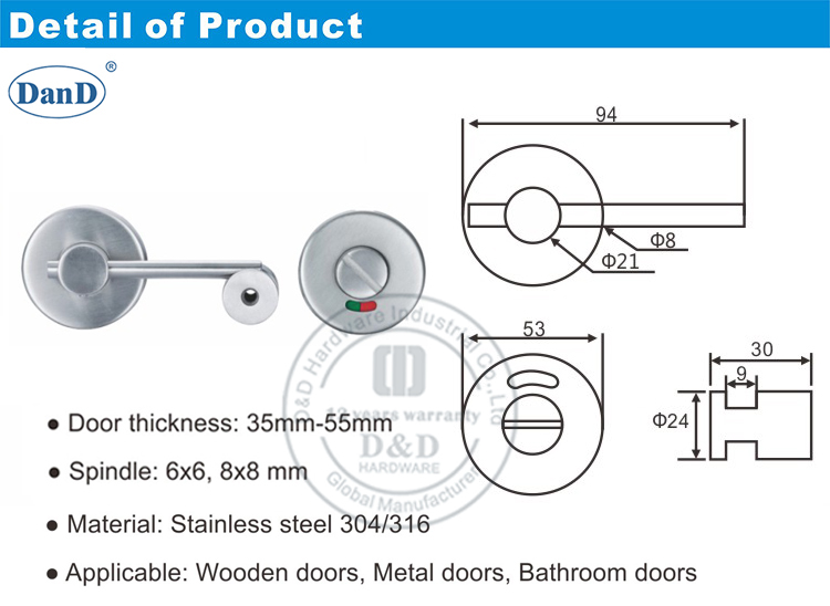 Thumbturn and Release with Indicator-D and D Hardware