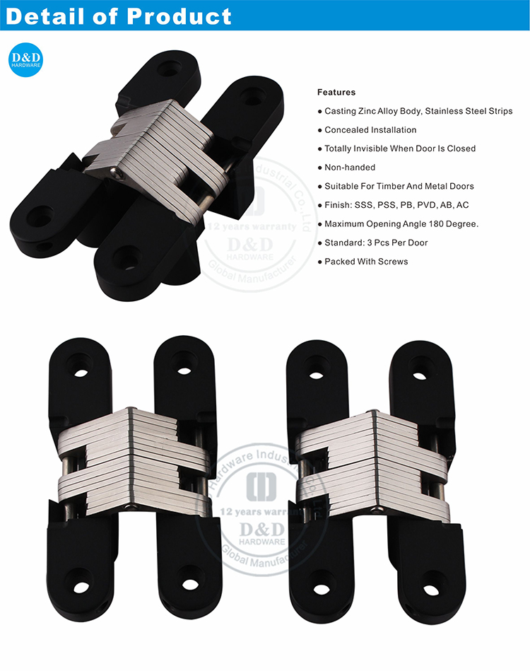 DDCH007 zinc alloy concealed hinge