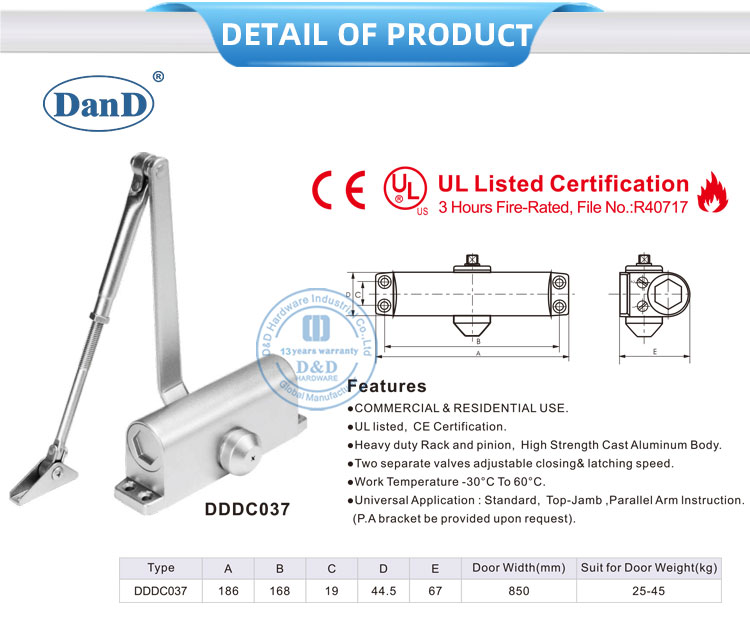 parallel arm door closer